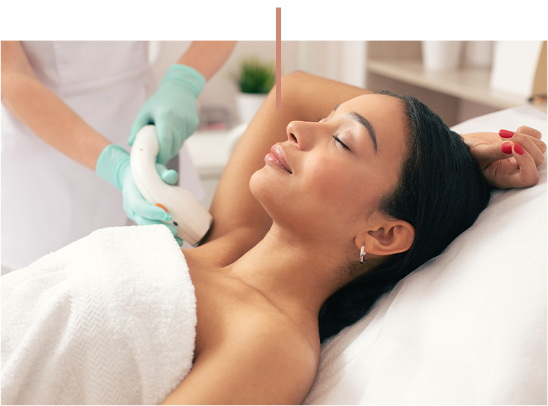 a woman lying on a bed